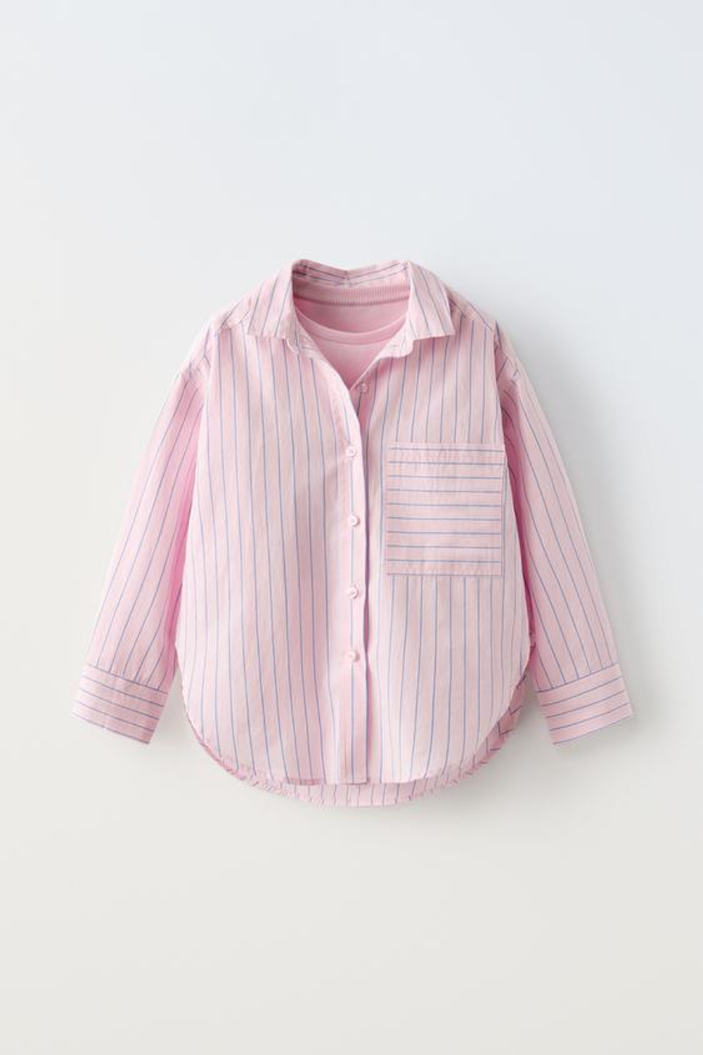 ZARA РУБАШКА В ПОЛОСКУ С ТОПОМ В РУБЧИК, СВЕТЛО-РОЗОВЫЙ