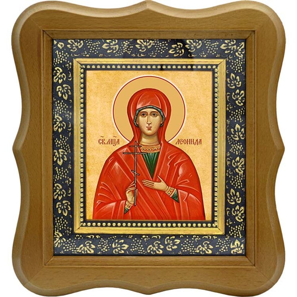 Леонида Сирийская мученица. Икона на холсте. В киоте 10 х 12 см.