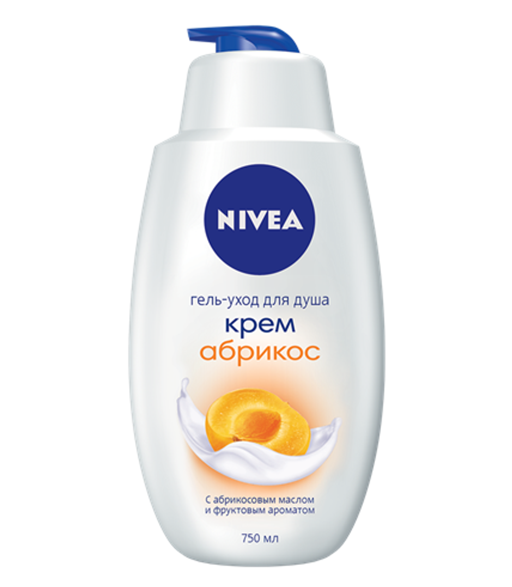 Nivea Гель-уход для душа Крем абрикос, 750 мл