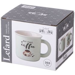 КРУЖКА "BUT FIRST COFFEE" 355 МЛ БЕЛАЯ