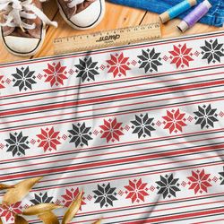 Ткань блэкаут полосатый узор на славянской рубахе с вышивкой