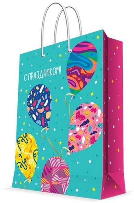 Пакет подарочный, Яркие шарики, 23*18*10 см, 1 шт.
