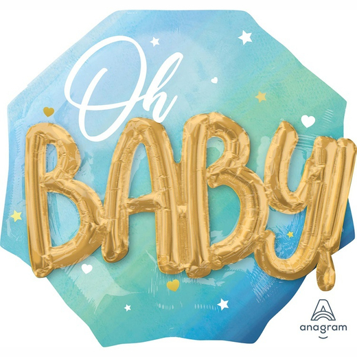Шар-фигура, фольга, Гендер Пати. Oh Baby Буквы 3D, мальчик (AN), 30/76 см,