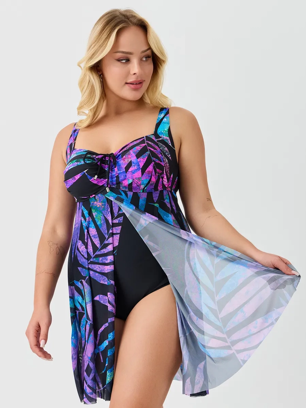 Купальник-платье слитный большой размер