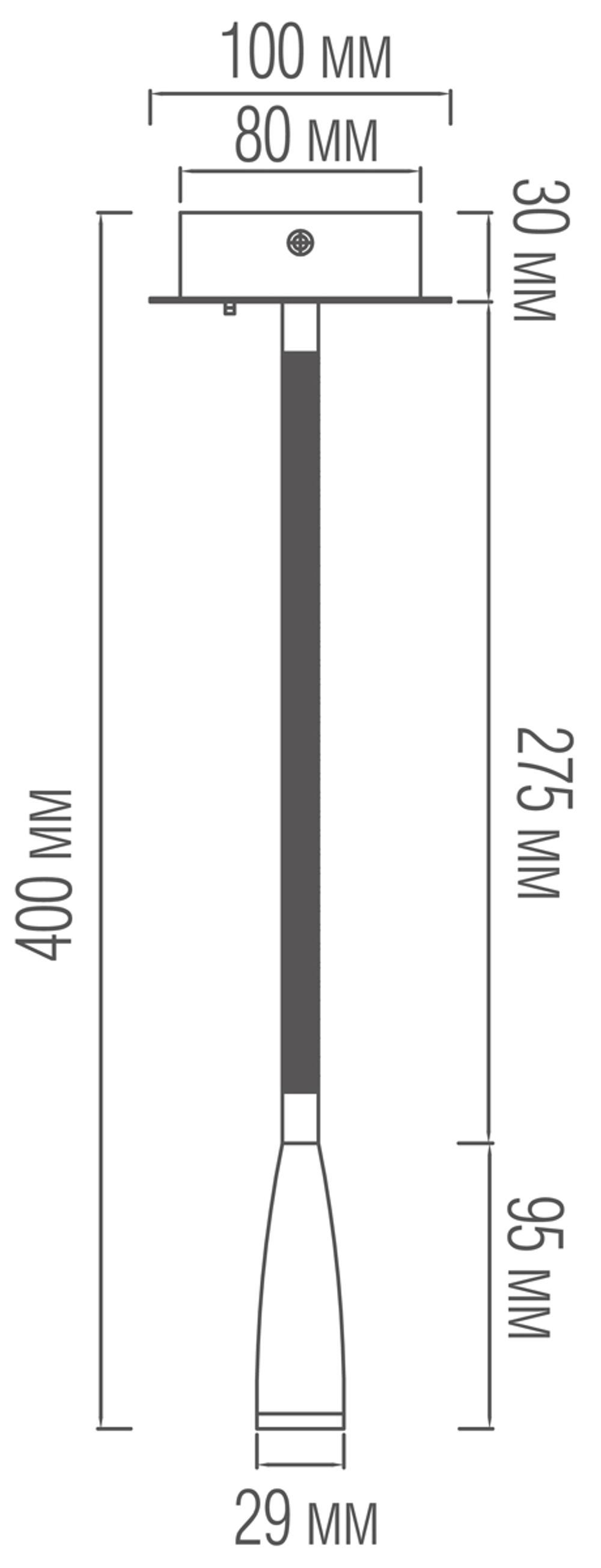 W111044/1Black Bronze Donolux Бра, 3Вт, L100xW30xH380мм, 155Лм, 36°, 3000K, IP20, Ra&gt;80, темная бронза, блок питания в комплекте