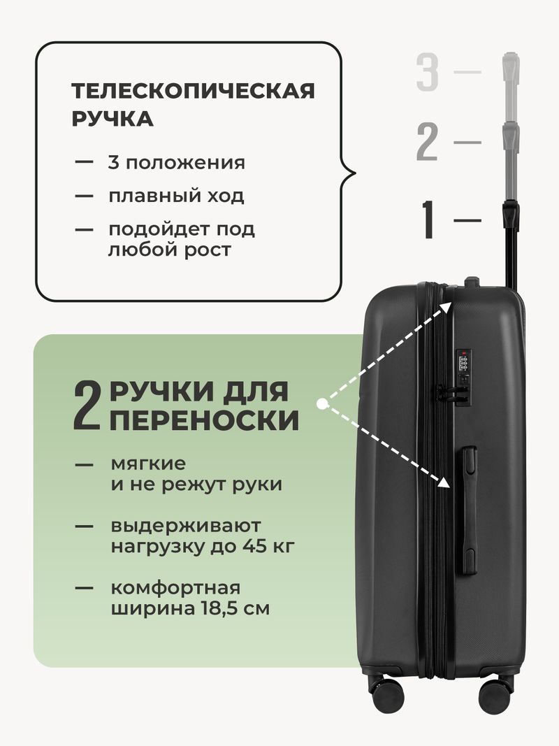 Чемодан L с кейсом в комплекте Черный