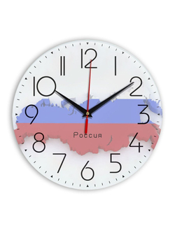 часы с символикой "России - флаг в форме карты РФ" Декор для дома, подарок