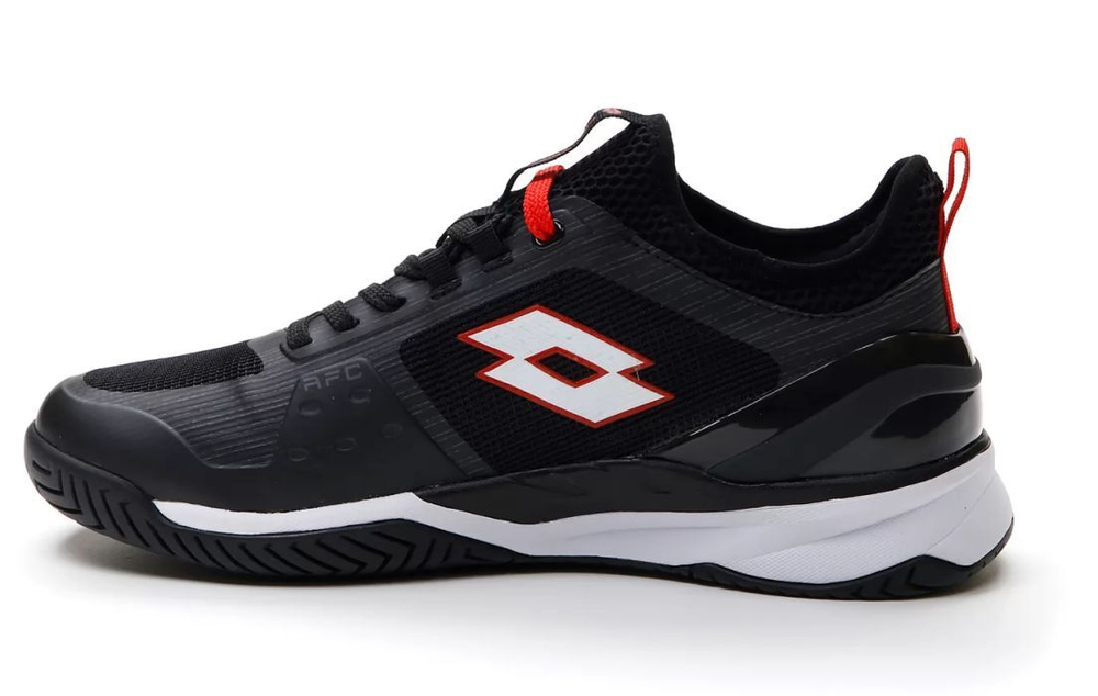 Мужские кроссовки теннисные Lotto Mirage 200 Speed - all black/all white/flame red