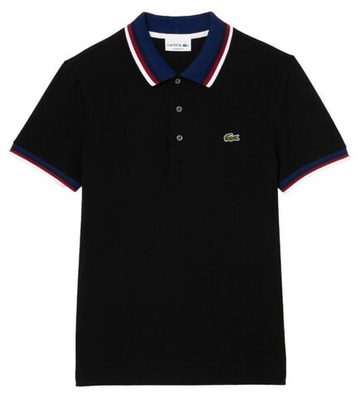 Мужское теннисное поло Lacoste Regular Fit Stretch Cotton Piqué Contrast Collar Polo Shirt - черный