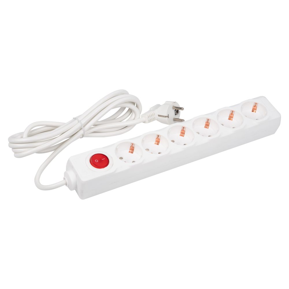 S-GCD6-3B Удлинитель Uniel серии Стандарт. с-з. 6 гн.. шнур 3 м. выкл.