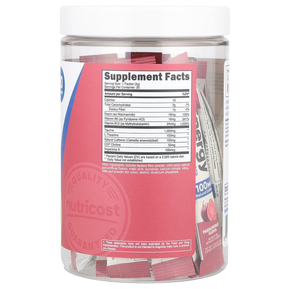 Nutricost, Energy, Clean Energy в порошке, маракуйя и гуава, 20 пакетиков по 5 г (0,18 унции)