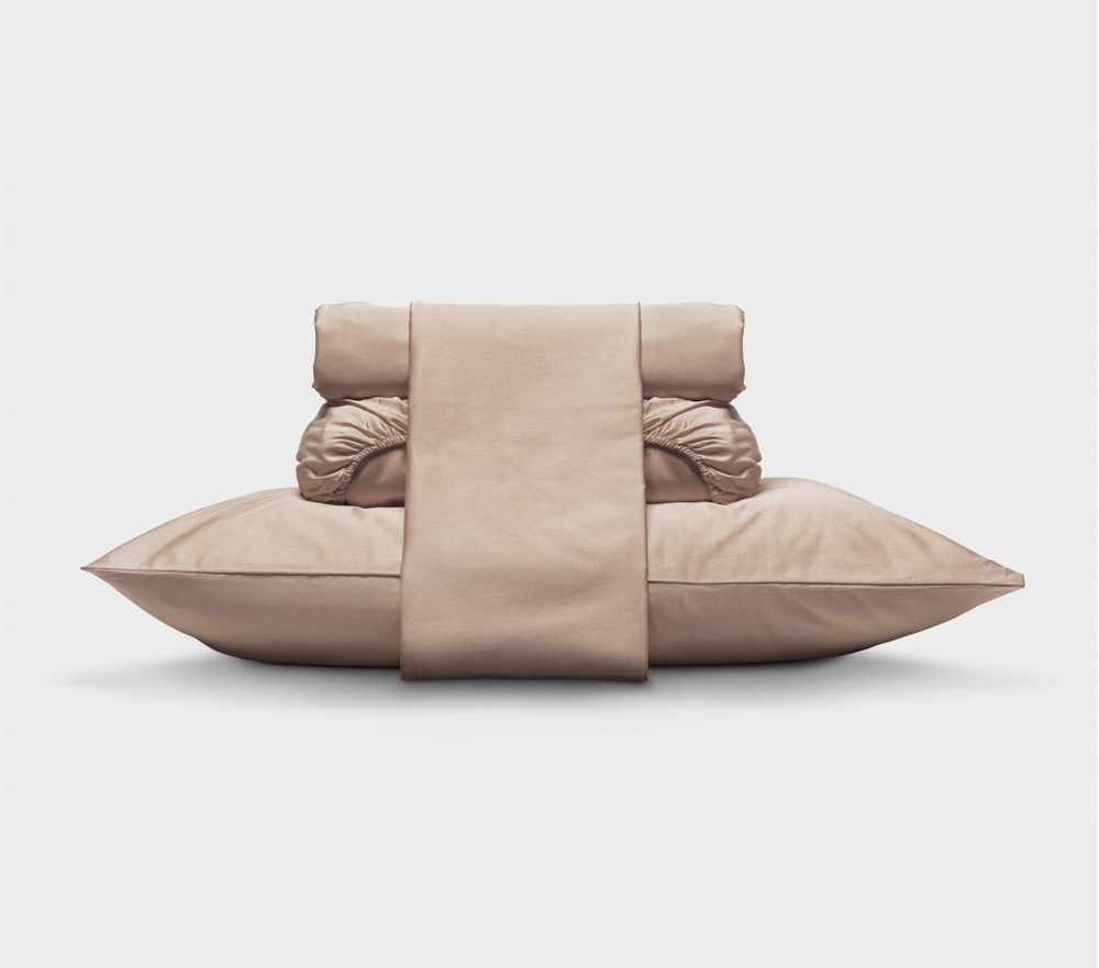 Постельное белье 2 спальное евро Mollen песочно-бежевое