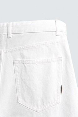 ZARA БРЮКИ BARREL FIT, БЕЛЫЙ