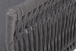 "Лугано" кресло плетеное из роупа, каркас алюминий темно-серый (RAL7024) муар, роуп темно-серый круглый, ткань темно-серая YB25-0027