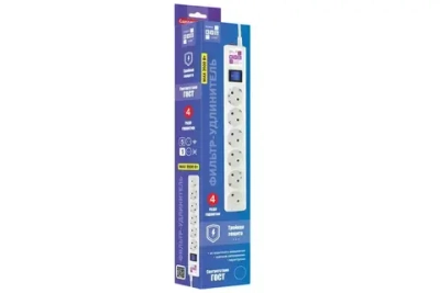 Сетевой фильтр удлинитель Power Cube "КУБ", 3500 Вт, 16А, 6 розеток, длина 1,9 м