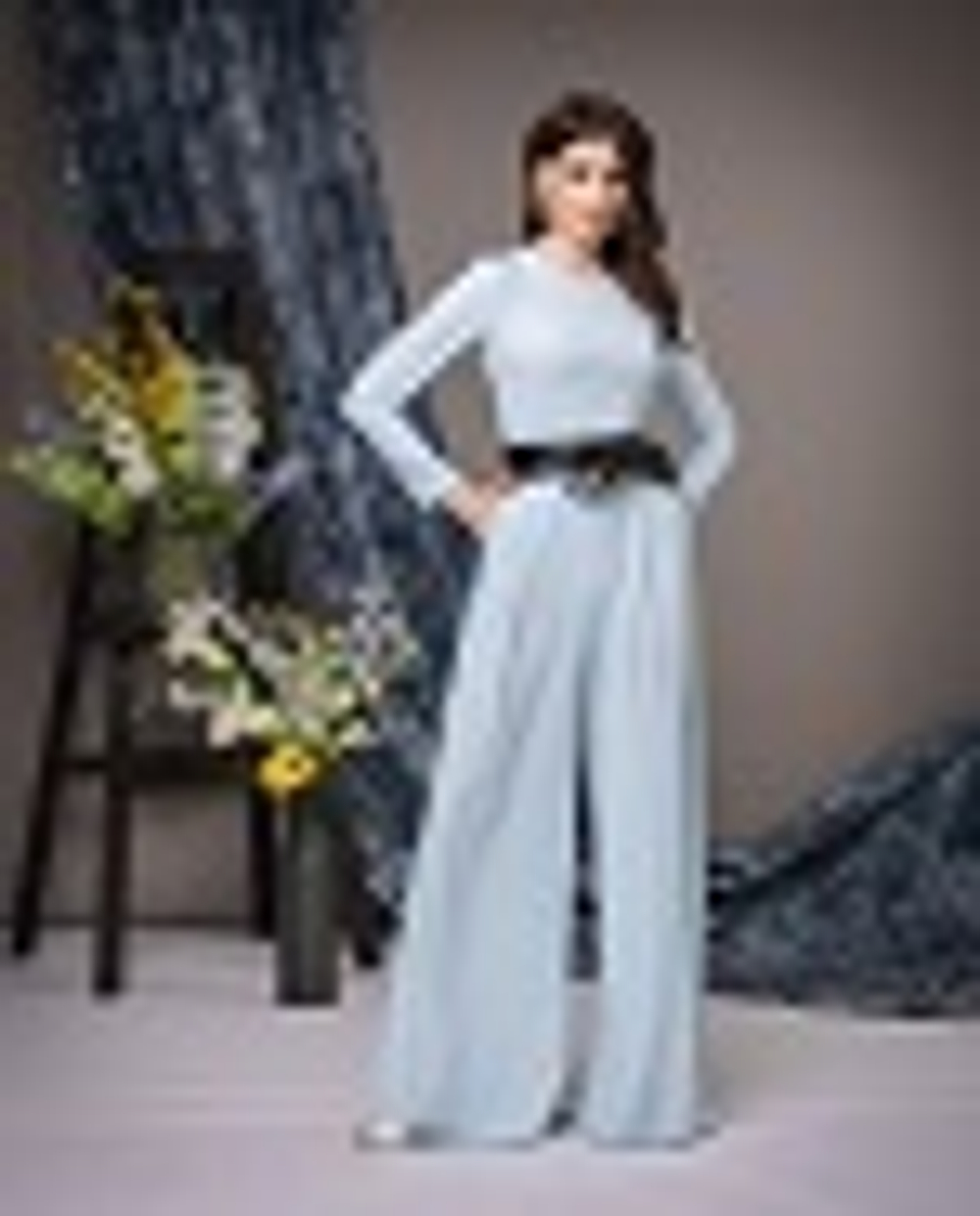 20-01-22 SS Комбинезон брючный (брюки-палаццо), голубой XL