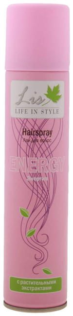 Lis Лак для волос Энергия, с растительными экстрактами, очень сильная фиксация, 200 мл