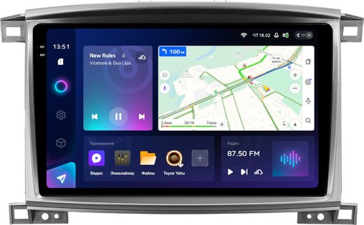 Магнитола для Toyota Land Cruiser 100, Lexus LX470 2002-2007 (экран климата снизу) - Teyes CC3-2K QLed Android 10, ТОП процессор, SIM-слот, CarPlay