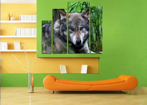 Модульная картина "Спокойный волк"