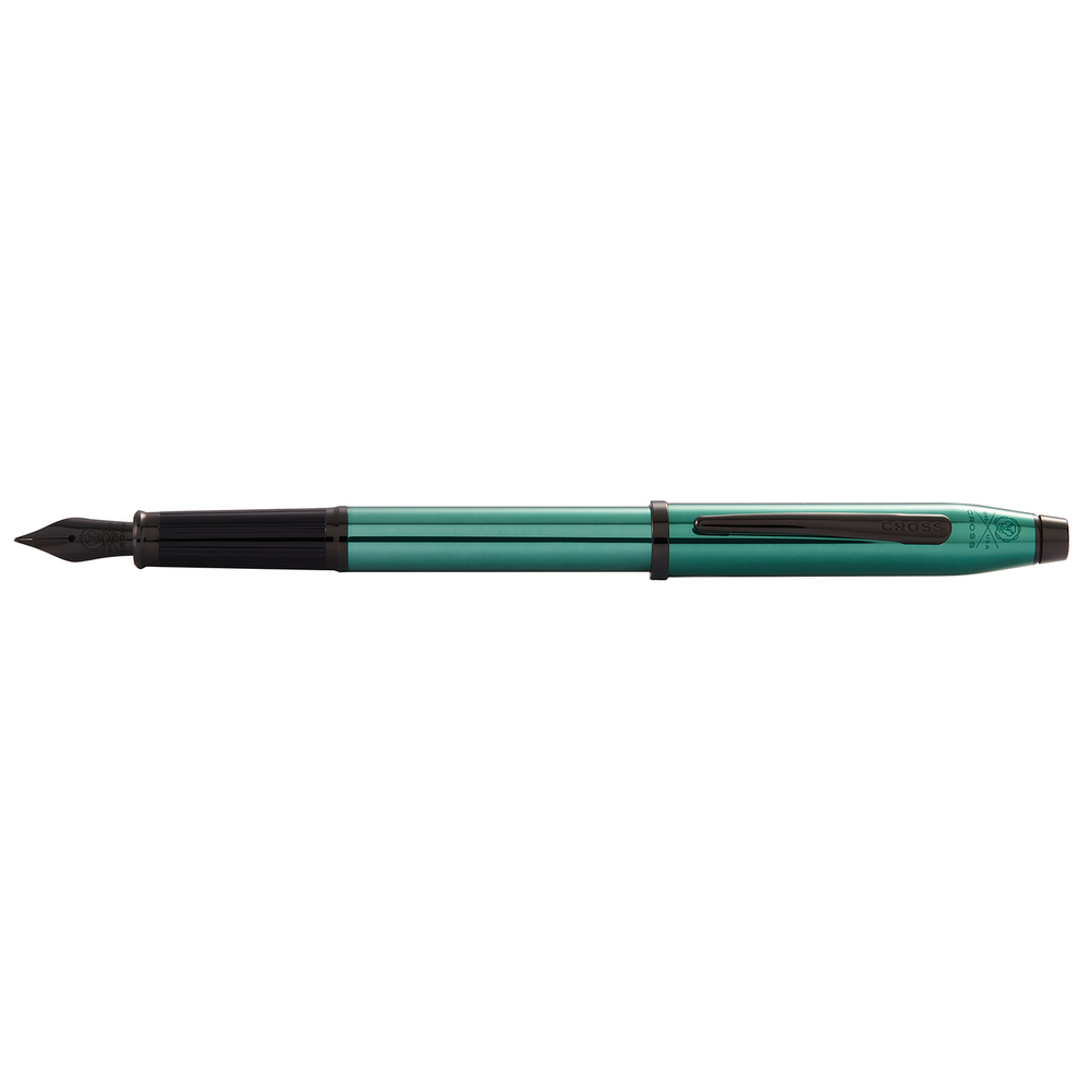 Подарочная премиальная зелёная с чёрным перьевая ручка с колпачком CROSS Century II Translucent Green Lacquer AT0086-139FJ в подарочной коробке