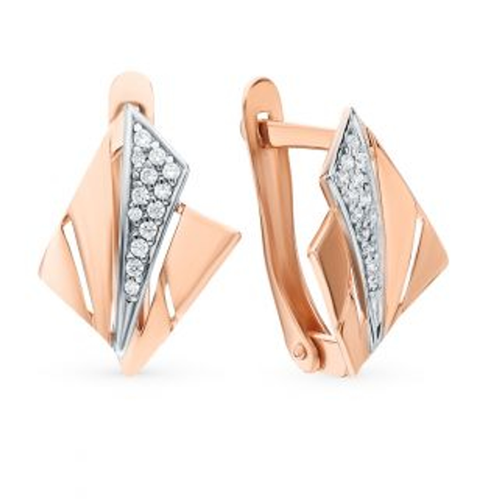 Серьги из золота с фианитами