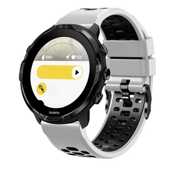 Ремешок двухцветный дышащий 24 мм для Suunto 9 Baro, Suunto 7, Suunto Spartan Sport силиконовый (Белый/черный)