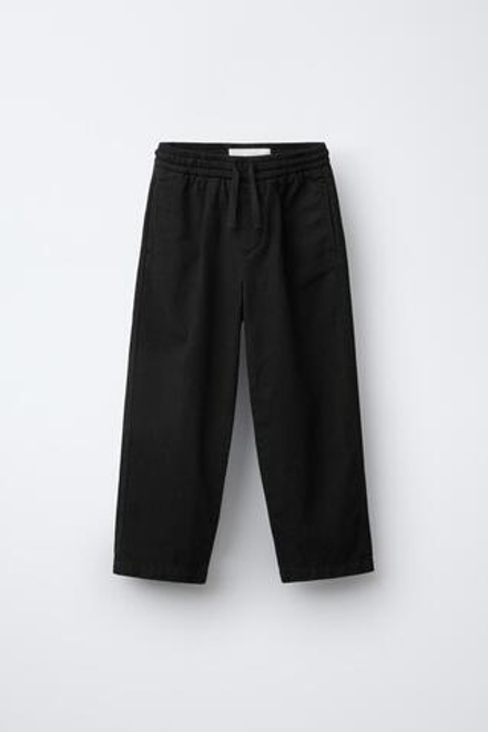 ZARA ЛЬНЯНЫЕ БРЮКИ С ПРЯМОГО КРОЯ, ЧЕРНЫЙ