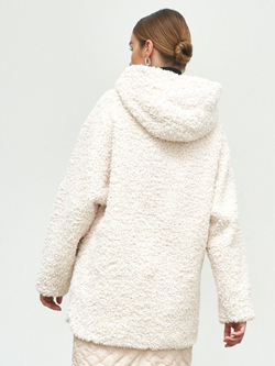 Шуба чебурашка с капюшоном, белая, Северина