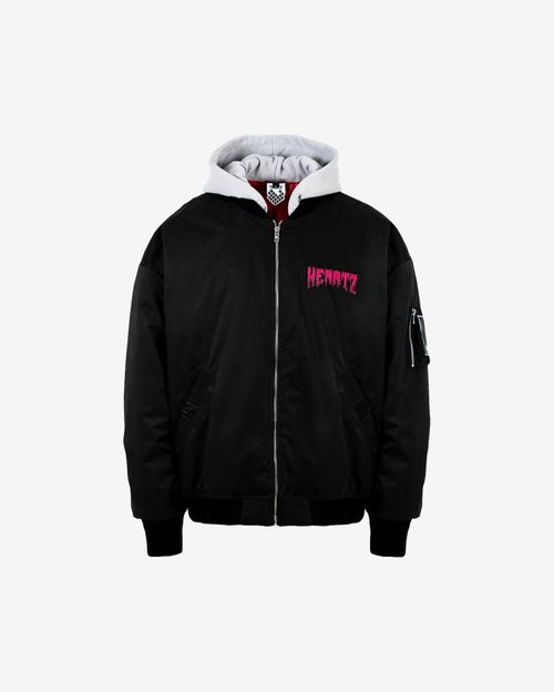 Бомбер Heartz Double Barreled Oversized Embroidered Hooded Черный