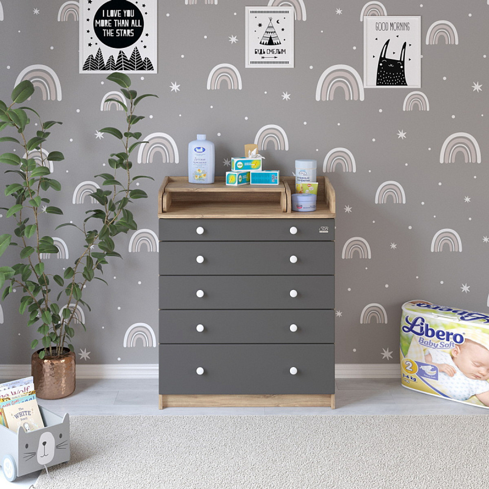 Комод Sweet Baby Marsala 427191 Дуб канзас/антрацит