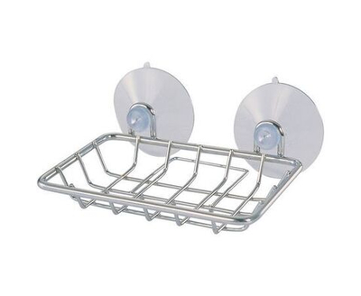 Мыльница для ванной подвесная на присосках, прямоугольная, металл, 311463, Рыжий Кот