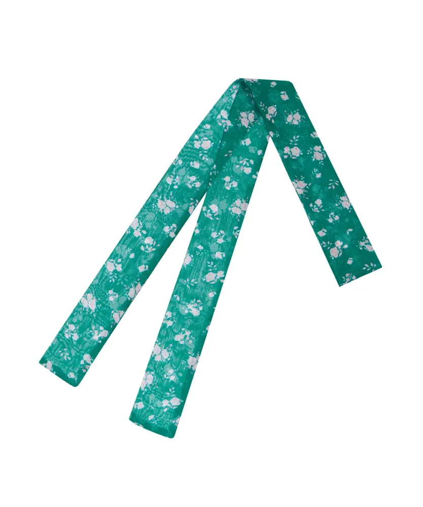 Luana, лента из зеленого шифона с мелкими светло-розовыми цветами