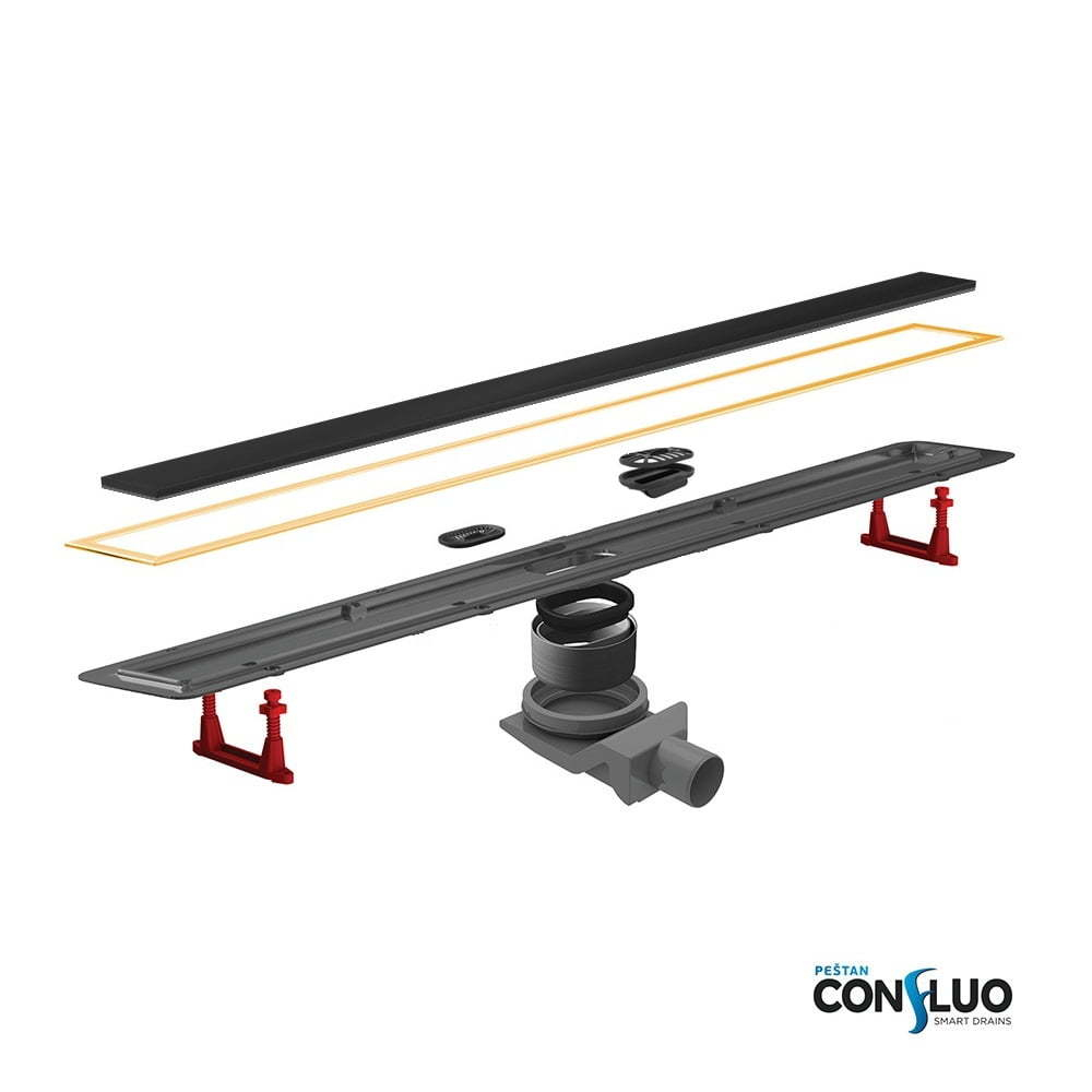 Душевой лоток Pestan Confluo Premium Line 550 Black Glass Gold