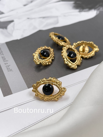 Пуговицы Скиапар. в форме глаза с черной эмалью матовое золото