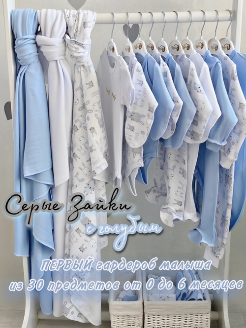 Серые зайки с голубым