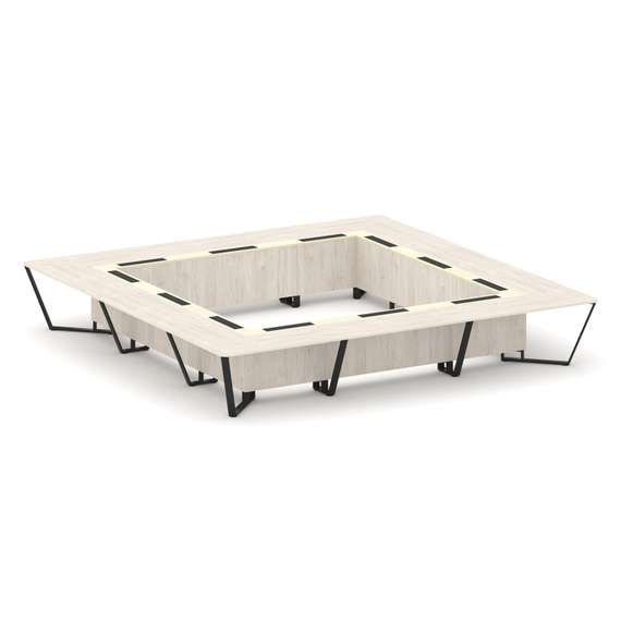 Steel Meet Стол переговорный квадратный KMK-PR.B.SP-24K Денвер Светлый/Ваниль Глянец/Металл Черный 4