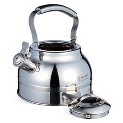 ЧАЙНИК AGNESS СО СВИСТКОМ 2,7Л, ТЕРМОАККУМУЛИРУЮЩЕЕ ДНО, 304 СТАЛЬ, ИНДУКЦИЯ