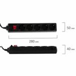Сетевой фильтр SONNEN U-3518, 5 розеток, с заземлением, выключатель, 10 А, 1,8 м, черный, 513488