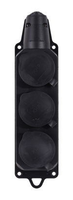 Колодка 3 гнезда с/з, каучук IP44 16А Вихрь