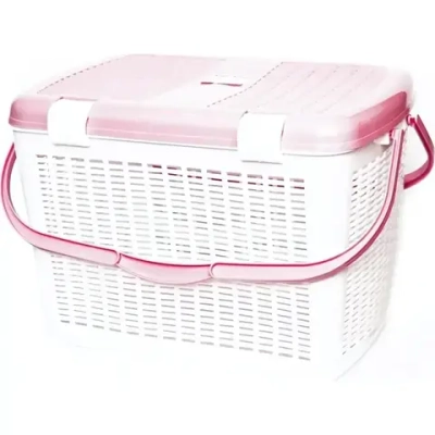 Корзина для пикника большая бел-роз