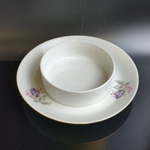 Маслёнка фарфоровая с изящными цветами Wloclawek porcelana, золочение, винтаж Польша, времён СССР 1967-1973 гг