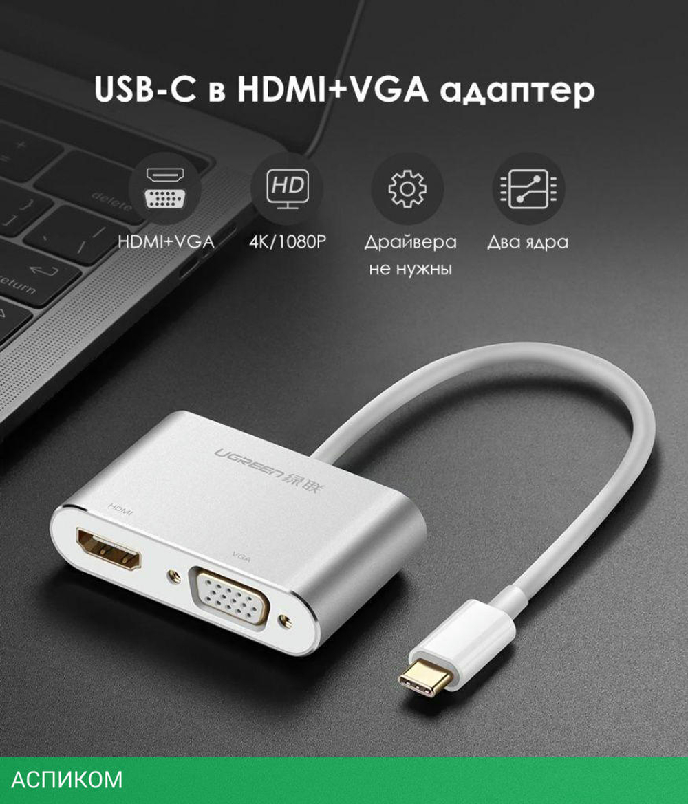 Конвертор сигнала UGREEN CM162-50505 Silver (50505)