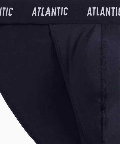 Мужские трусы (3шт) слипы танга Atlantic 3MP-1576, темно-синий + темно-голубой + светло-зеленый
