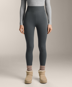 OYSHO Бесшовные легинсы в рубчик Super Extra Warm длиной 70см, антрацитово-серый