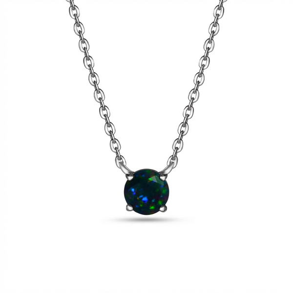 Колье Вальс с черным опалом