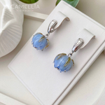 LEFIREL' Серьги серебряные женские "Илайн" с цветами из муранского стекла / ювелирные украшения из родированного серебра 925