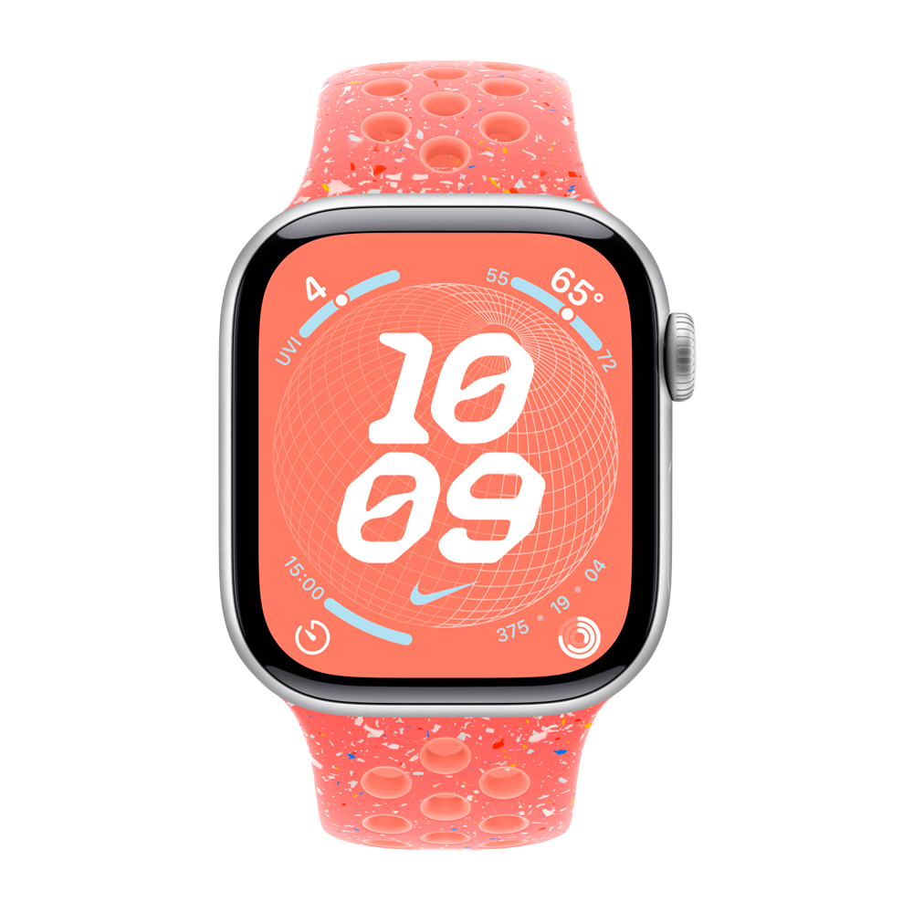 Умные часы Apple Watch Series 10 GPS, 42mm, Silver Aluminium Case with Nike Sport Band M/L, Magic Ember (Серебристый)