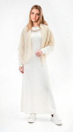 Оренбургский пуховый платок-паутинка с люрексом МАМ110-02/17