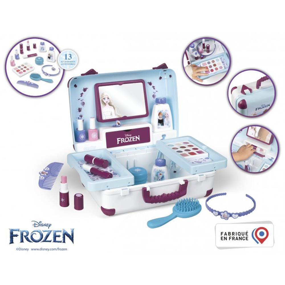Frozen Smoby - Набор для салона красоты Чемодан для красоты + 13 аксессуаров 320153