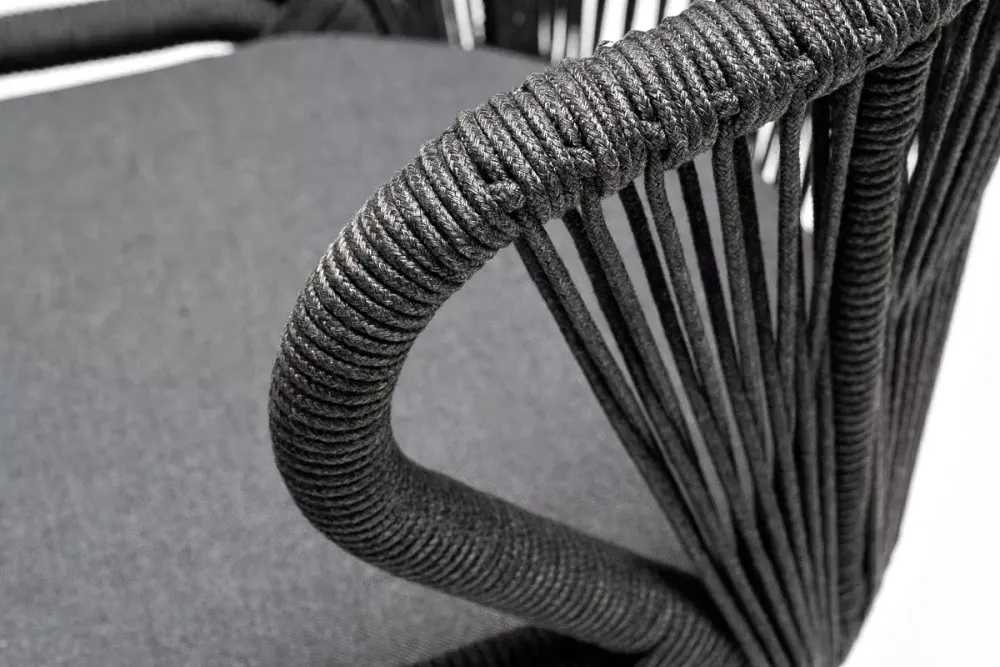 "Венето" обеденная группа на 6 персон со стульями "Милан", каркас темно-серый, роуп темно-серый